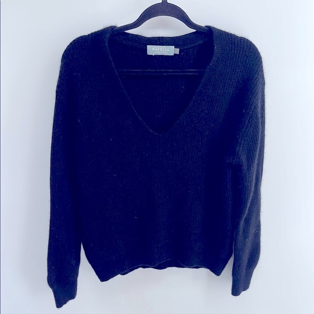 Ravella Como 100% cashmere ribbed V-neck pullover knit sweater sz S